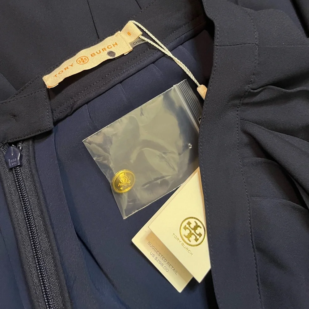 Tory Burch‎ Faye Pleated Culottes Tory Navy Blue Knee Length Size 6 Retails $298